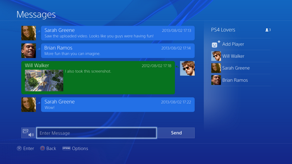 Interface PS4