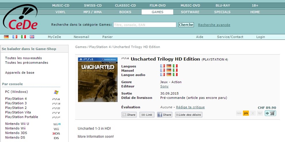 Uncharted Trilogy HD Edition