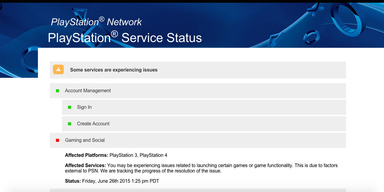 psn сервера статус