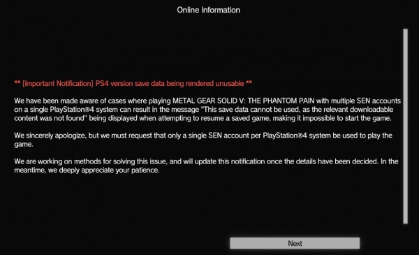 BUG MGSV