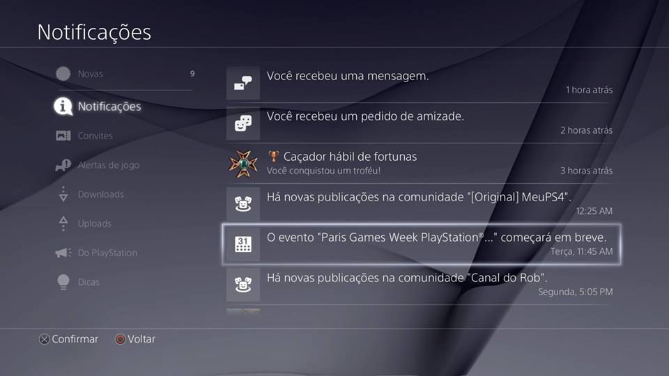 Recursos do PS4 - Notificações g