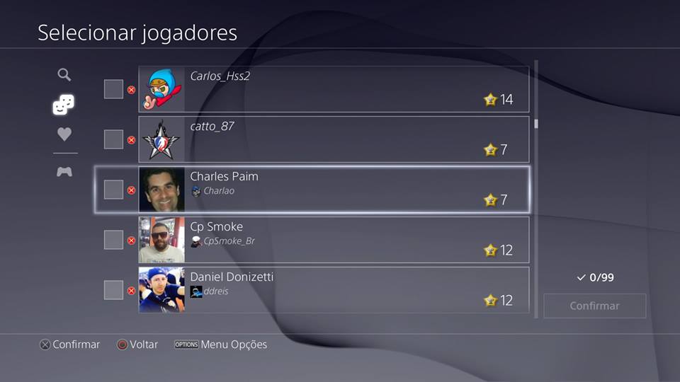 Recursos do PS4 - grupo de mensagens