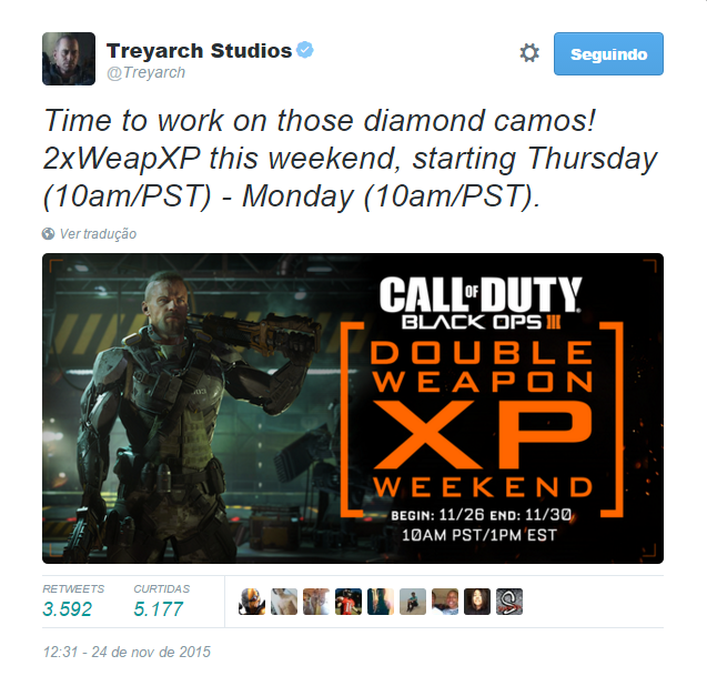 Black Ops 3 xp dobro armas