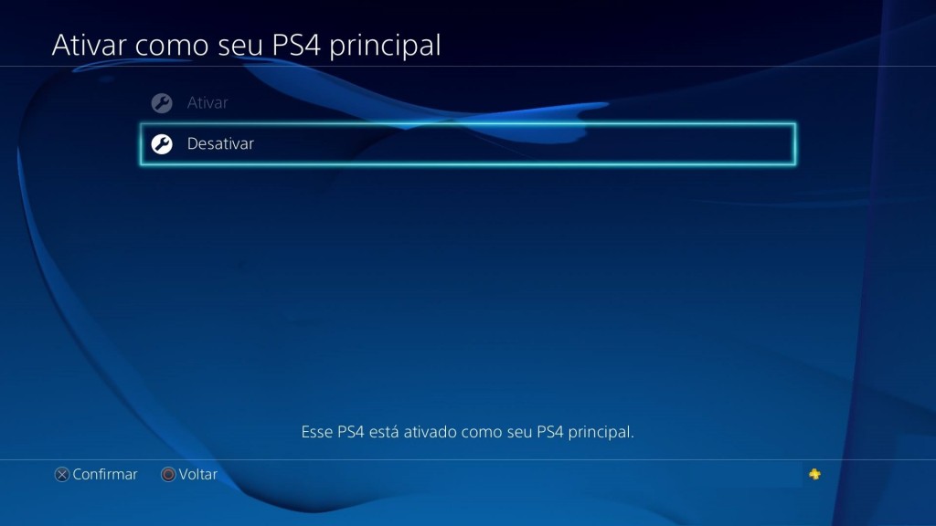 Desativar PS4 principal