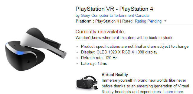 PlayStation VR Amazon
