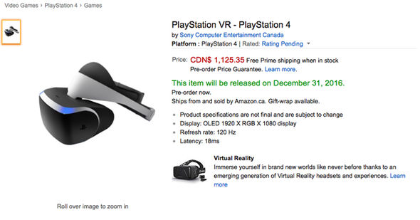 PlayStation VR preço Amazon
