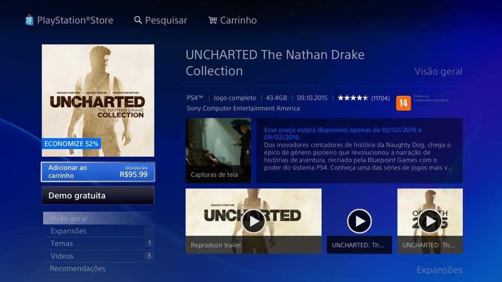 Promoção PSN - Uncharted Collection