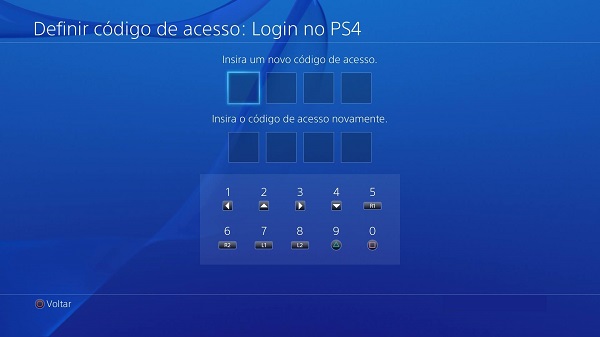 Senha login PS4