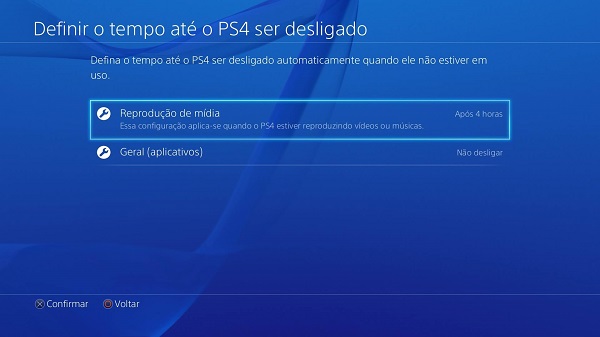 Tempo até PS4 ser desligado