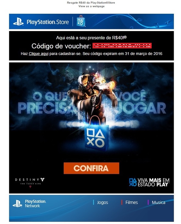 Voucher 40 reais PSN
