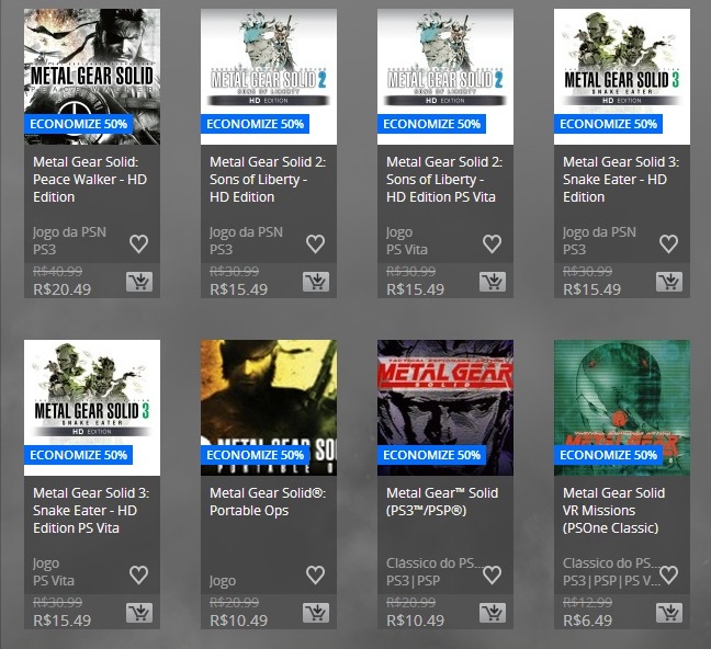 Sony anuncia promoção nos títulos de Metal Gear Solid 2 Promoção Metal Gear 2