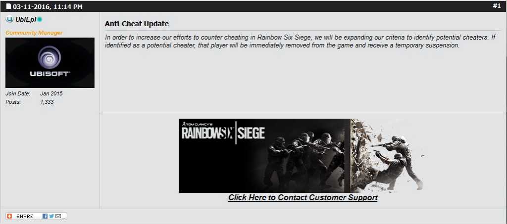 Jogadores trapaceiros de Rainbow Six Siege já podem ser denunciados 1 Update Rainbow Six Siege