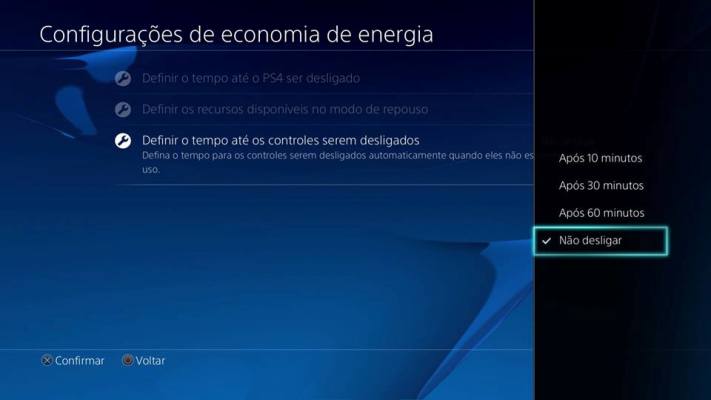 Definir tempo até controle ser desligado