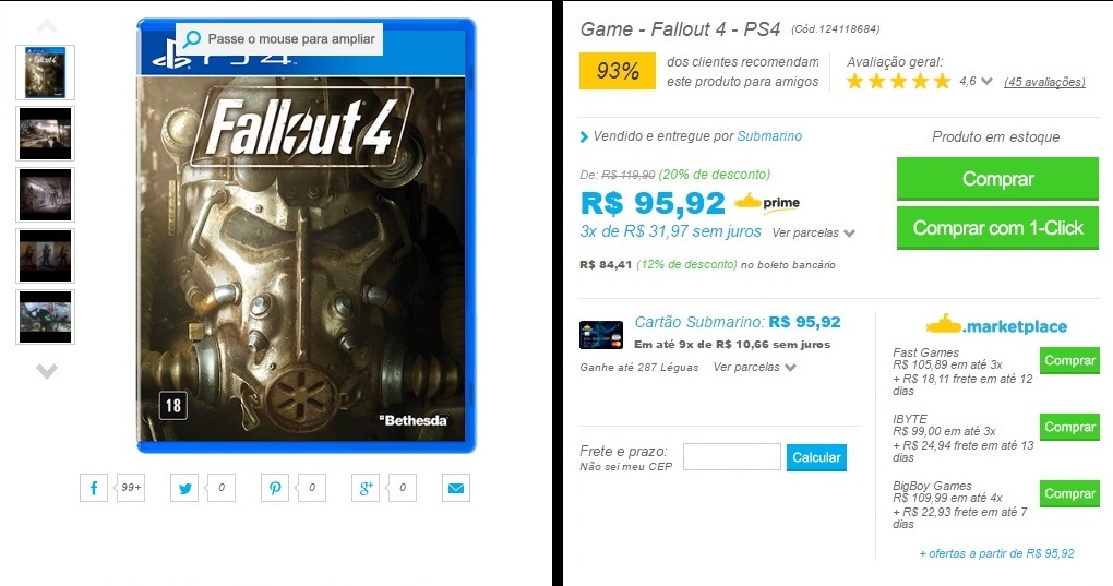 Promoções da Semana: Veja os melhores preços #8 6 Fallout 4 Submarino