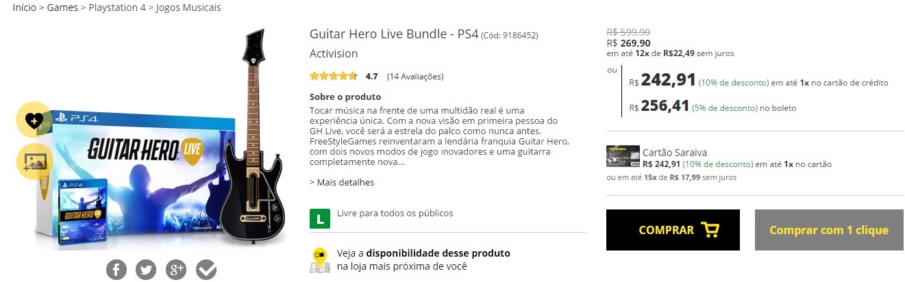 Guitar Hero Live Saraiva