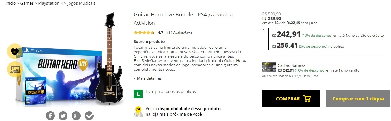 Promoções da Semana: Veja os melhores preços #8 2 Guitar Hero Live Saraiva