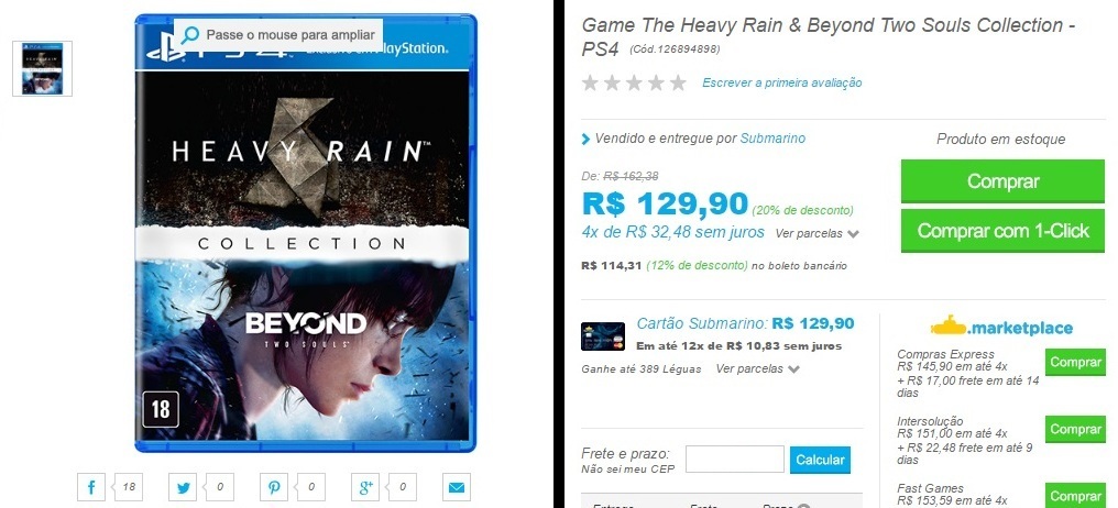 Promoções da Semana: Veja os melhores preços #8 7 The Heavy Rain Submarino
