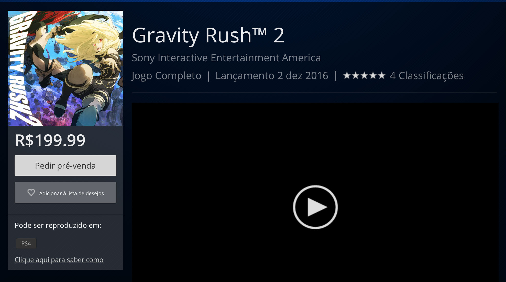 Resident Evil 4 Gravity Rush 2 entram pré-venda na PSN 2 Gravity Rush 2_pre-venda