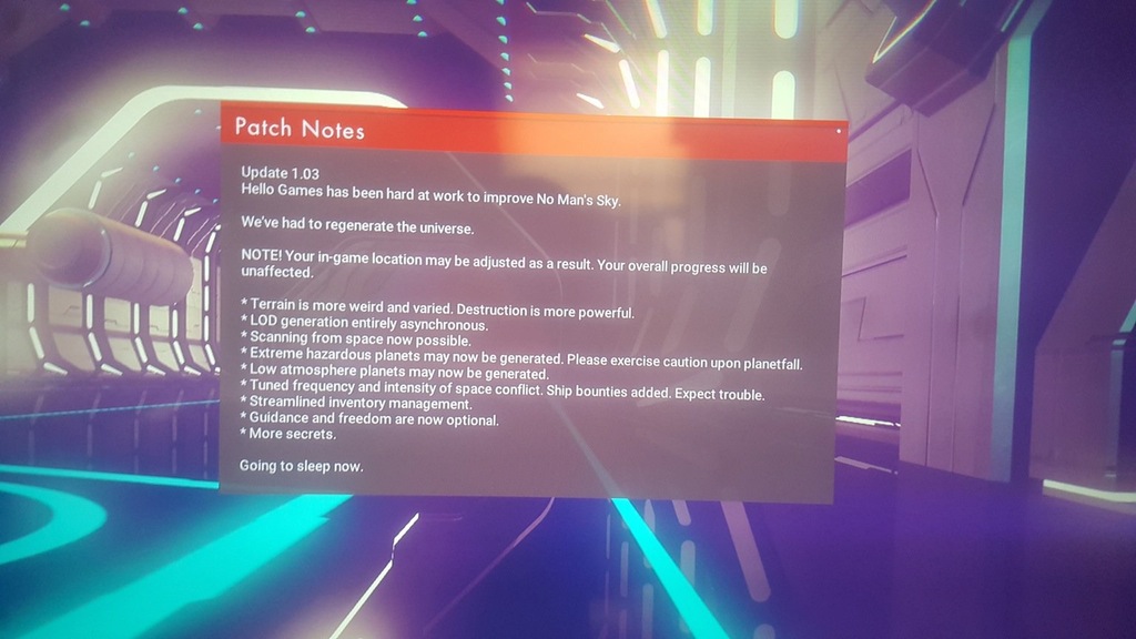 Update 1.03 No Man's Sky