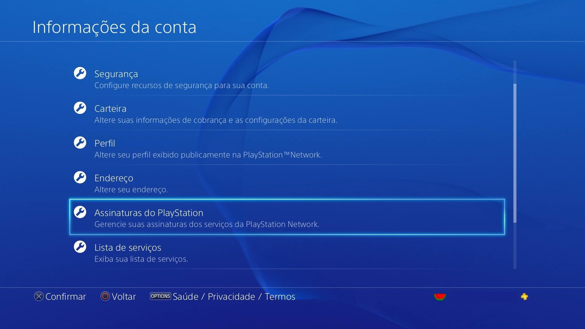 Como estender a assinatura da PlayStation Plus 4 informações da conta 2