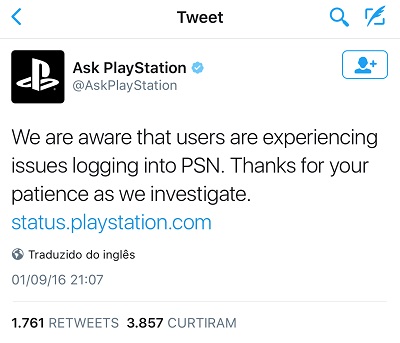 PSN - Twitter queda setembro 2016