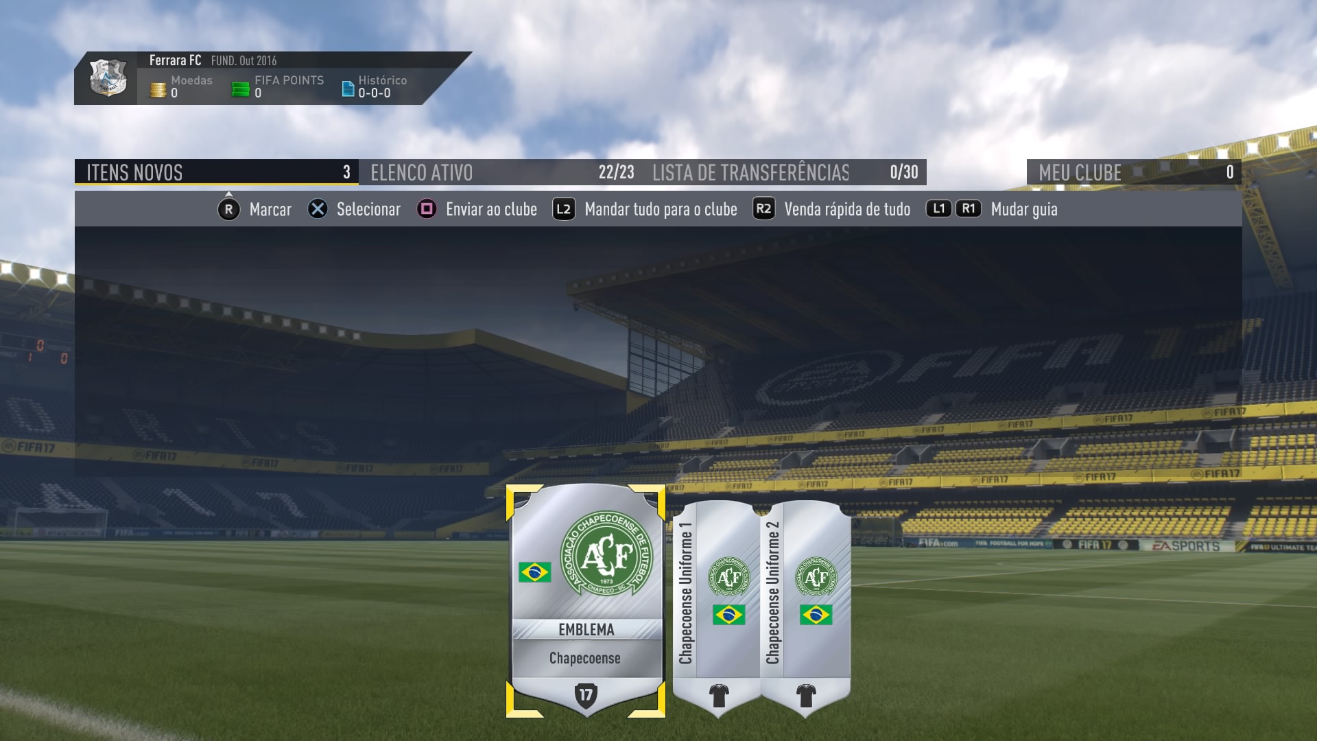 EA Sports homenageia Chapecoense no FIFA 17 1 FIFA 17 Central FUT (Nos menus)