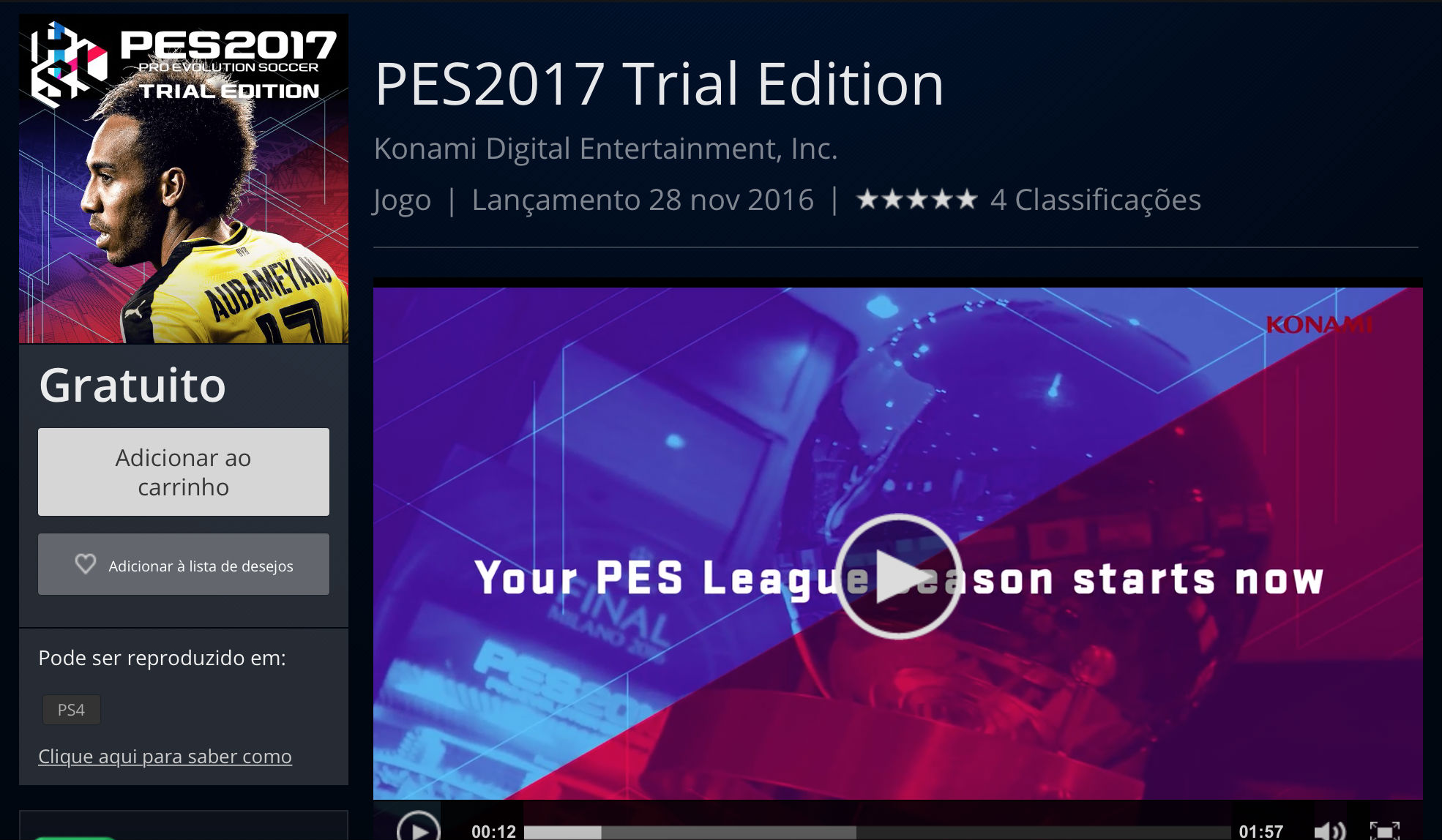 Como baixar a demo gratuita de PES 2017 no PS4 e Xbox One
