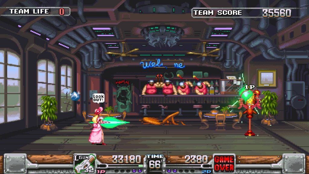 Wild Guns Reloaded: Vale a Pena? 4 Dentre as novas armas temos um lança-granadas com munição de plasma, e um canhão que se assemelha aos canhões de plasma de Caça-Fantasmas