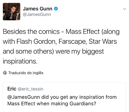 Mass Effect é fonte de inspiração para Guardiões da Galáxia 1 Mass Effect: Andromeda - Twitter 1