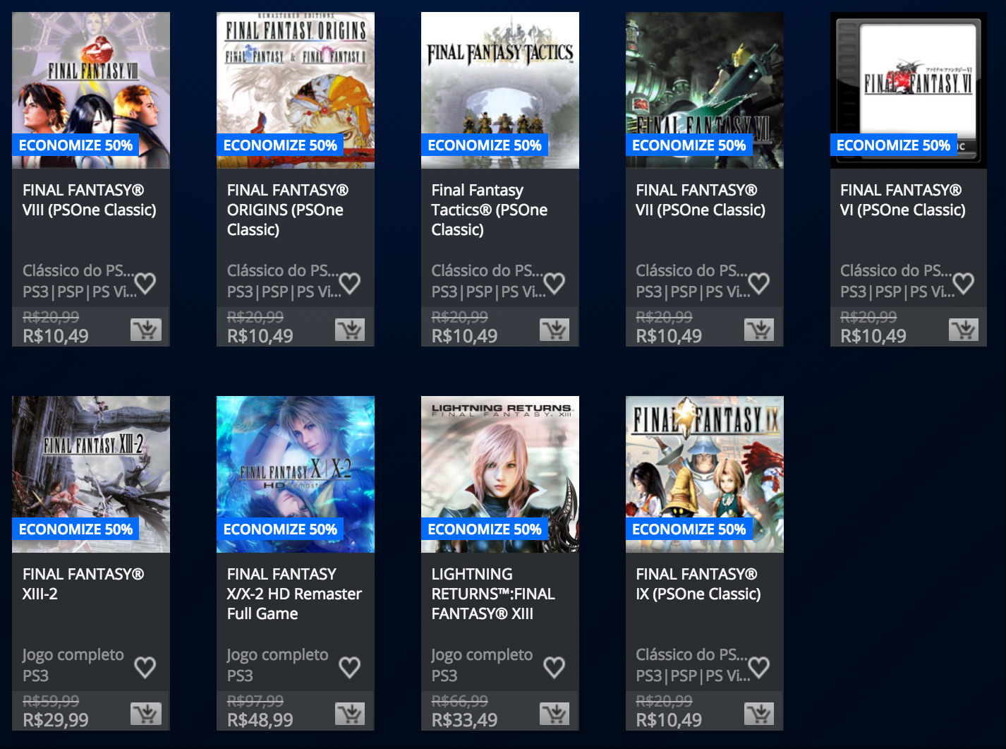 "Promoção de Final Fantasy" na PSN oferece descontos em jogos da saga 3 3